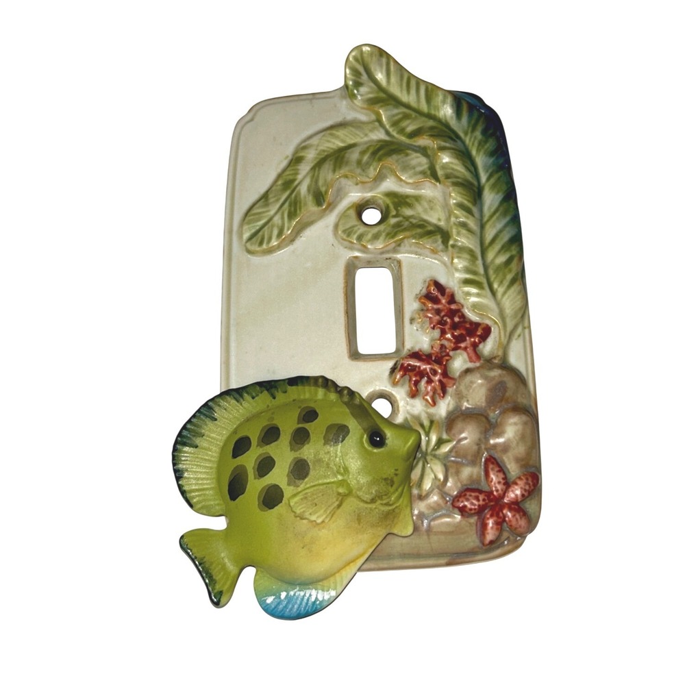 Tropical‎ Fish Ceramic Light Switch Cover 3D Ocean Reef Single Toggle Wall Plate